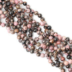 45PCS 8mm Natural Black Line Rhodochrosite Gemstone Smooth Round Loose Beads for Jewelry Making 1 Strand 15" - color: Black Line Rhodochrosite, size: 8mm