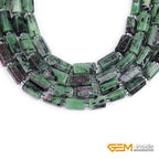 GEM-Inside 31Pcs 8x12mm Natural Green Ruby Zoisite Stone Gemstone Faceted Freeform Tube Column Chakra Beads for Jewelry Making Full 15" Strand Power Energy Healing Stone - color: Green Ruby Zoisite