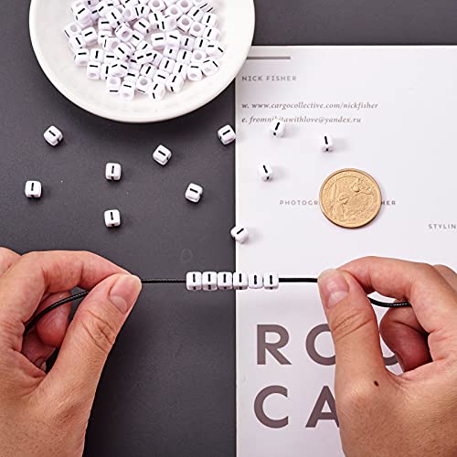 FASHEWELRY 300Pcs Cube White Acrylic Letter Beads 6x6mm Letter I Alphabet Beads for DIY Bracelet Necklace Jewelry Making - color: Letter I, size: 6x6x6mm