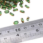 Glass Rice Beads Clear Green 4x6mm 50pcs Faceted Oval Golden Edge Crystal Loose Beads for DIY Craft Jewelry Making - color: Clear Green