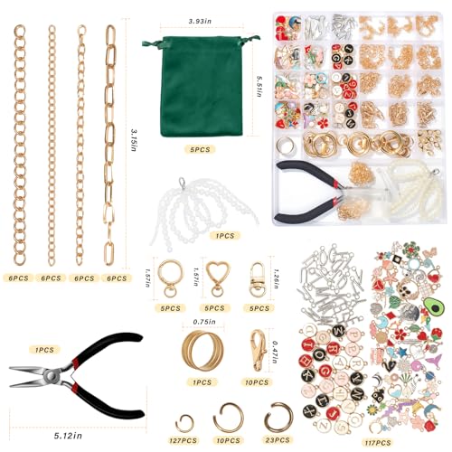 ZOODAMAI Ultimate DIY Charm Making kit- 313 Pieces with Tools, Charms & 5 Velvet Drawstring | Make Your Own Keychains, Jewelry & Personalized Gifts (Complete Beginner-Friendly Set) - size: 313pcs