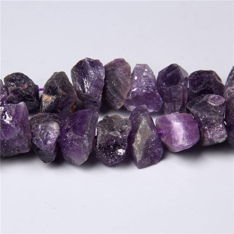 10-13mm Natural Irregular Freeform Raw Amethyst Stone Nugget Beads Reiki Crystal Healing Minerals Quartz Bead DIY Jewelry Making - color: Amethyst