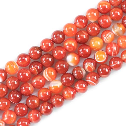 Natural Gemstone Round Loose Beads for Jewelry Making DIY Crystal Energy Healing 1 Strand 15" (Red Stripe Agate, 4mm (15"/Strand)) - color: Red Stripe Agate, size: 4mm (15"/Strand)