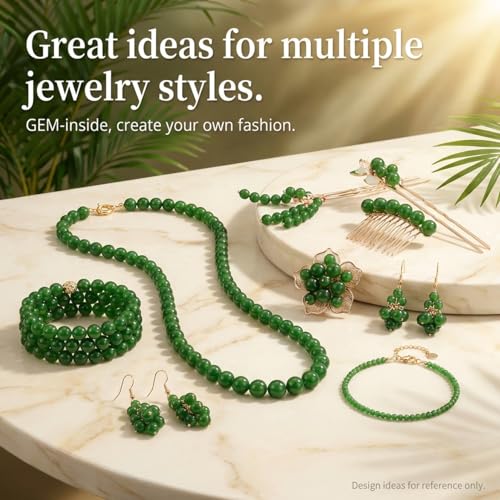 GEM-Inside Natural 14mm Green Taiwan Jade Gemstone Loose Beads Round Crystal Energy Stone Power for Jewelry Making 15" - color: Green Taiwan Jade, size: 14mm