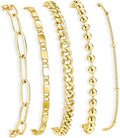 Gold Bracelets Set for Women Stack, Chunky Thick Bracelets Stack for Women Trendy, Simple Dainty Thin Gold Plated Cuff Stackable Bracelets With Beaded Cuban Paperclip Snake Rope Bangle Hand Chain Jewelry - style: Style 03-gold