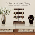 SRIWATANA 1 Bracelet Holder, Jewelry Display Stand Birthday Mother's Day Christmas Wood Solid Wood Classic Design Non-Slip Pad Metal End Cap Keeps Jewelry Secure T-Bar Organizer for Bracelets - Walnut - color: Walnut