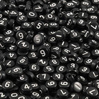 Yochus 1000pcs Black Round Acrylic Number Beads 4x7mm White Figure 0-9" Beads for Jewelry Making and DIY Bracelets, Necklaces, Key Chains - color: Black/White Number, size: 4x7mm