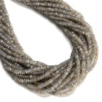 JM Design 2x4mm Natural Gray Labradorite Faceted Rondelle Beads 15.5" Strand for Jewelry Making Craft