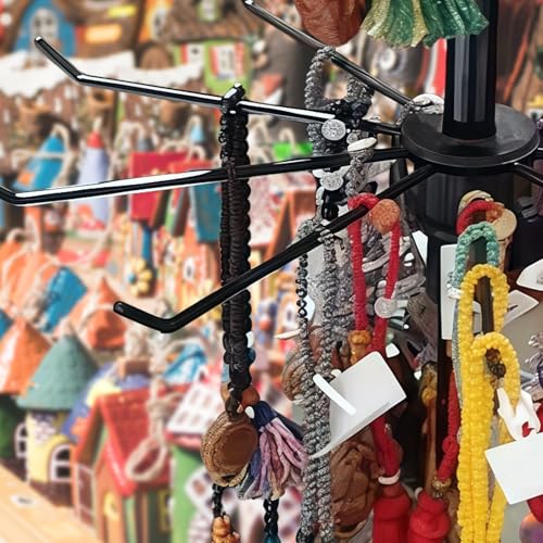 1Pc Rotating Display Stand Jewelry Display Rack with Hooks Metal Earrings Display Stands for Selling Necklace