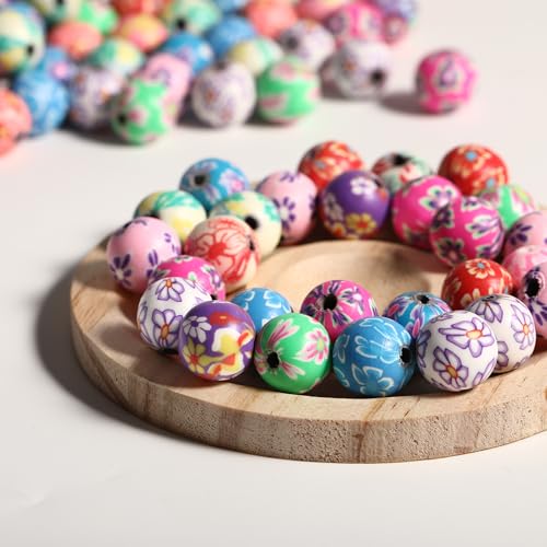 120PCS 12mm Polymer Clay Beads Round Beads for Making Bracelet Necklace Earring Accessories DIY Handmade Craf