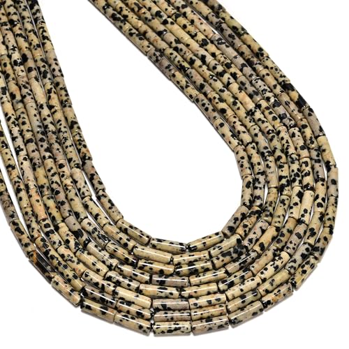 29 Pcs 4x13mm Healing Natural Dalmatian Spot Jasper Gemstone Bead Cylinder Tube Spacer Beads for Jewelry Bracelets Making Crafts - color: Dalmatian Jasper, size: 4x13mm