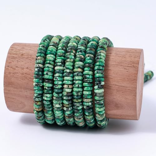 Natural African Turquoise Disk Stone Spacer Beads 6x2mm 38cm/str Flat Rondelle Loose Semi Gemstone Caps for Making Bracelets Necklace - color: African Turquoise