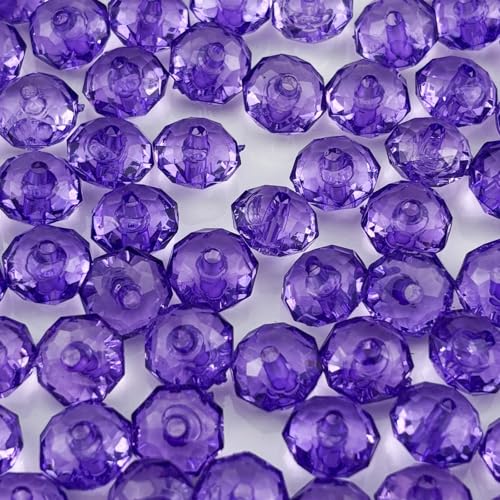 200pcs 10mm Acrylic Crystal Beads, Faceted Rondelle Acrylic Spacer Beads for Wind Chimes Bracelet Necklace Earring Keychain Jewelry Making DIY Crafts(Bluish Violet) - color: Bluish Violet, size: 10mm