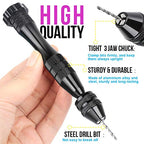 LEOBRO Hand Drill for Resin Molds, 12 cm Black Pin Vise with 10 PCS Steel Drill Bits (0.8-3mm), for Drilling Holes in Epoxy Resin, Polymer Clay, Wood, Making Jewelry Keychain Pendant - color: B-black