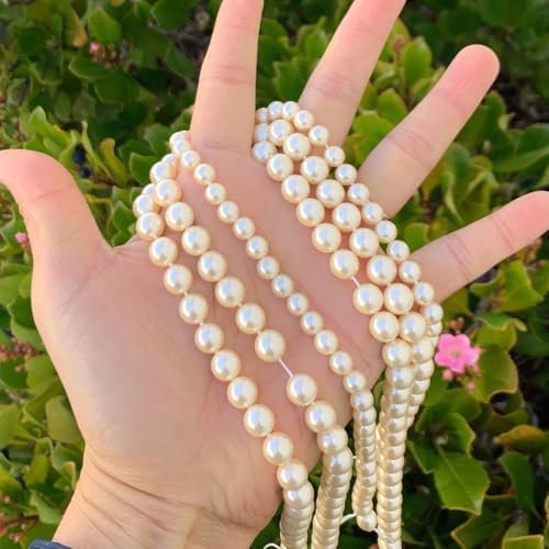 95pcs Adabele AAA Grade Natural 4mm Small Shell Pearl Loose Round Beads Freshwater Mother of Pearl Nacre 15 inch (Cream White) for DIY Craft Jewelry Making SP4-2 - color: Cream white/Warm white, size: 4mm (0.16 inch)