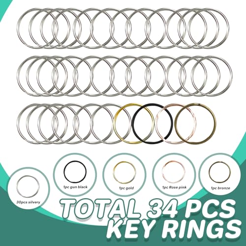 Keychain, 68PCS Swivel Snap Hooks with Key Rings, Metal Lobster Claw Clasp,34PCS Keychains Clips Hooks and 34PCS Key Chain Rings,Keychain Rings for DIY Crafts,Jewelry Making Silver/Mix - color: silver/mixed