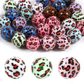 15Pcs Acrylic Beads Round 16mm Leopard Print Fit for DIY Jewelry Bracelet Necklace Keychain Beadable Pens Mobile Phone Chain Making Cute (Leopard Print-Mixed Color) - color: Leopard Print-Mixed color