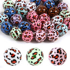 15Pcs Acrylic Beads Round 16mm Leopard Print Fit for DIY Jewelry Bracelet Necklace Keychain Beadable Pens Mobile Phone Chain Making Cute (Leopard Print-Mixed Color) - color: Leopard Print-Mixed color