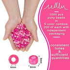 MIIIM 1000PCS 6x9mm Pony Beads Bulk, 5 Styles Pink Pony Beads for Bracelets Making Kit, Kandi, Hair Braids Crafts for Jewelry Making (Pink) - color: Pink