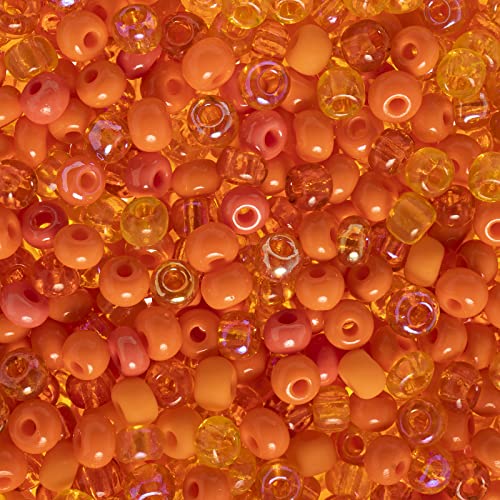 John Bead Czech Glass Seed Beads 6/0 Orange Mega Mix Beads for Jewelry Making Crafts, 23g Vial - color: Orange Mega Mix