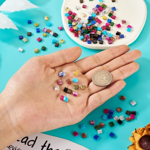 Pandahall 180Pcs 2 Hole Glass Tila Square Seed Beads 5mm Rectangle Mini Spacer Flat Beads for Bracelet Necklace Jewelry Making - color: Spray Painted-9 Colors