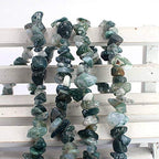 Jewelry Making 6-8mm Gemstone Fluorite Indian Moss Black Onyx Agate Aventurine Jade Opalite Carnelian Chips Beads Strand 34" (Moss Agate) - color: Moss Agate