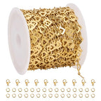 SMYHTGLIF 5 Meters Flat Heart Chain Bulk for Jewelry Making Stainless Steel Chain Bulk Roll with Lobster Clasps and Jump Rings - color: Heart Gold