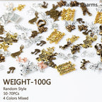 stino 100g Metal Pendant Charms for Jewelry Making, Bulk Silver & Gold Plated Charms for Braclet Necklace Crafts, Animal Plant Flower Pet and so on - color: Rabbit Silver & Bronze