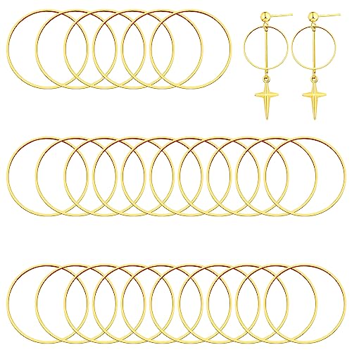 40pcs 40mm Earring Hoops for Jewelry Making,Earrings Beading Hoop Earring Finding Round Beading Hoop Open Bezel Pendant Frame for DIY Crafts Accessories Supplies Women Gifts(Gold) - color: 40pcs;40mm;Gold