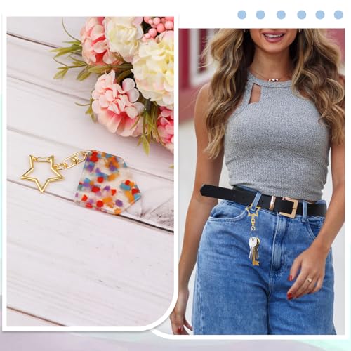 50 Pcs Star Lobster Claw Clasp Star Keychain Clip Gold Star Shaped Spring Snap Keychain with Chain Hanging Buckle and Open Jump Ring for DIY Crafts Jewelry Making Keychains(Gold) - color: Gold