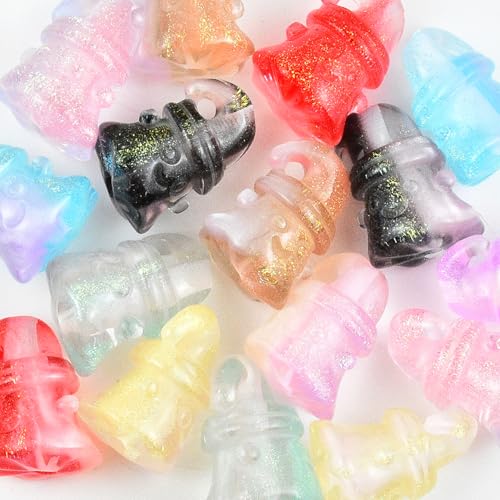 16Pcs Acrylic Ghost Focal Beads for Pens Colorful Ghost Fancy Space Beads for DIY Craft Beadable Pens Keychain Bracelet Necklace Earrings Jewelry Making - color: Ghost