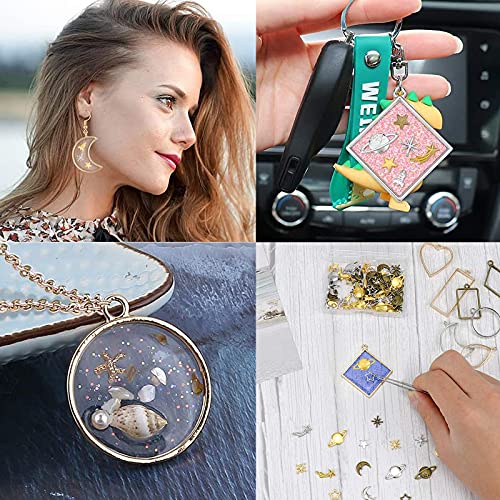 100G(5070Piece) Open Back Resin Molds Open Back Pendants Blanks Frame Hollow Bezel Charms for Earrings Necklace Bracelet DIY Crafts Making Supplies