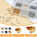 LXUEJIE 600 Pcs Crimp Bead Covers, Crimp Beads for Jewelry Making, 4mm Multi-Color Alloy Crimps Bead Knot Covers Half Round Open Crimps Beads for Bracelet Jewelry Making Craft DIY