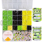 Jamaica Clay Beads Bracelets Making Kit - Jamaican Party Supplies - Jamaica Independence Day Boho DIY Art Craft Jewelry Making Set with Assorted Beads - 1 Box, Yellow, Green and Black
