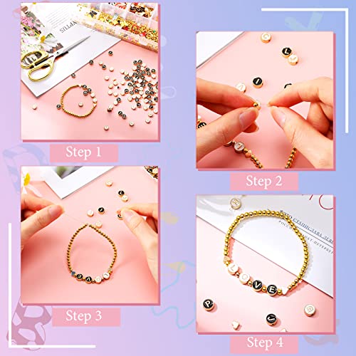 Sureio 114 Pcs Alloy Alphabet Letter Beads 8 mm Flat Round with Letter A-Z Plated Metal Initial Loose Spacer Beads for DIY Bracelet Necklace Earring Jewelry Craft Making(Black, Gold) - color: Black, Gold