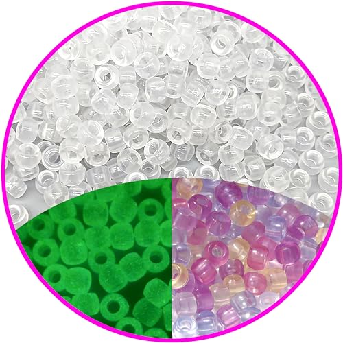 UV Pony Beads for Bracelet Plastic Beads for Jewelry Making Glow in The Dark Beads Color Changing Beads Sunlight Beads 6x9mm Beads for Friendship Bracelets DIY Necklace Party Decoration Supplies - color: Color Changing And Glow in The Dark
