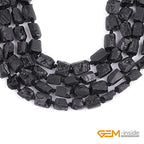 GEM-Inside 8x12mm Natural Black Tourmaline Quartz Gemstone Faceted Freeform Tube Column Chakra Beads for Jewelry Making Full 15" Strand Power Energy Healing - color: Black Tourmaline