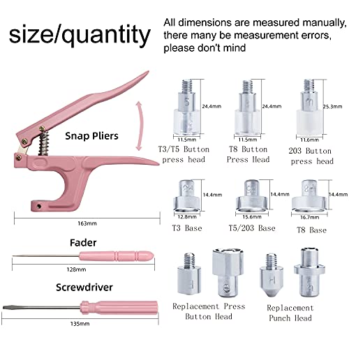 LYNDA Plastic and Metal Snap Buttons with Snaps Pliers Set,300 Sets Plastic and Metal Snap Buttons for Sewing and Crafting (Pink) - color: Pink