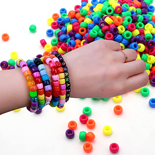 1000 Pcs Purple Plastic Round Pony Beads for Jewelry Making, DIY Bracelet Necklace Supplies - color: Purple