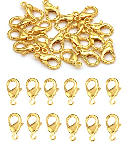 MSCFTFB 300 Pieces Mini Lobster Clasps Metal Lobster Claw Clips Fastener Hooks for Bracelet Necklace Choker Jewelry Making Findings DIY Keychain Bag Phone Dangle Charms (6x12mm,Gold) - color: Gold