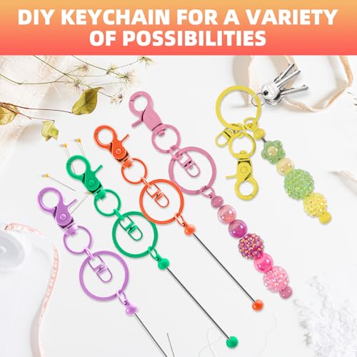 72 Pcs Beadable Keychains Bars bulk - 36 Candy DIY Metal Beaded Keychain Making Kit + 36 Bags Included, Bead Keychain Supplies,Blank Key Chain, Perfect for Women, Men, Mother's Day, Birthday Gift - color: Candy, size: 36