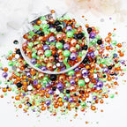 60g Mix Pearls and Rhinestones, Half Pearls and Rhinestones for Crafts Tumblers Shoes Nails Face Art, 2mm-10mm Mixed Sizes, Halloween Blend - color: Halloween Blend