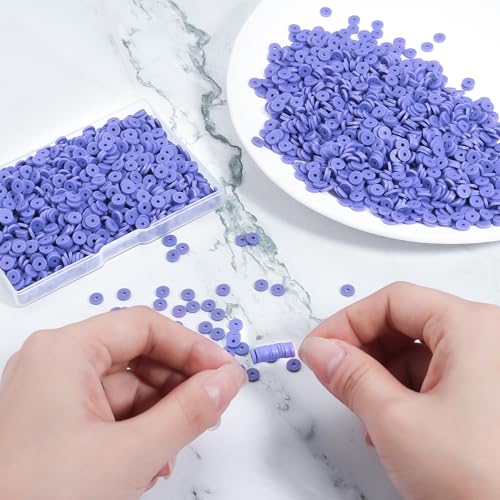 Polymer Clay Beads, 6mm Heishi Bead for Jewelry Bracelets Necklace Making 1000PCS - color: Light purple