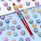 PIPITREE 200PCS Acrylic Beads 9 * 14mm Focal Beads for Pens Acrylic Flat Bulk Bead Ceramic Style Mixed Color 6mm Large Hole Bead for Keychains Beadable Pens DIY Crafts Jewelry Making & Gift Giving - color: Ceramic Style