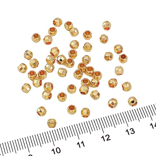 BEADIA 14K Gold Plated Laser Round Spacer Beads 4x4mm 50pcs for Jewelry Making Findings Non Tarnish - color: 14K Gold, size: 4mm Laser