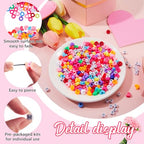 Taiyin 361 Pcs/24 Sets Mother's Day Bead Key Chain Craft Kit Teach Seed Beads Mom Pony Opaque Bead for Jewelry Making Bag Charms Bracelets DIY String Star Shape Beads Mothers Day Party Favor for Women - color: As Shown in the Picture