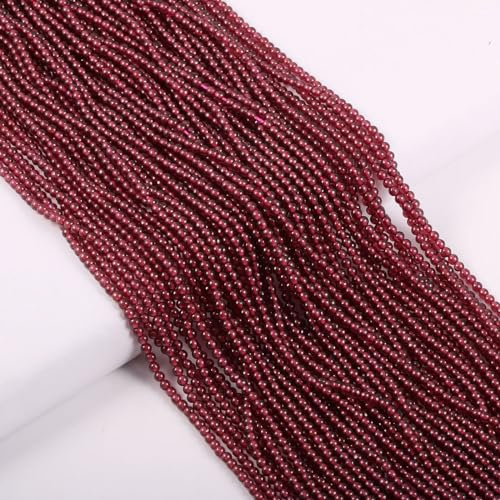 155pcs 2mm Natural Red Garnet Stone Loose Round Beads Gemstone Smooth Samll Spacer Beads for jewerly Making Bracelet Necklace - color: Red Garnet, size: 2 mm