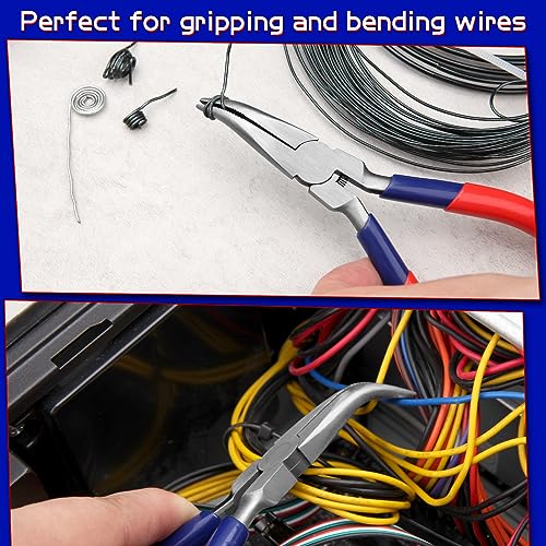 Mini Bent Chain Nose Pliers With Serrated Jaw - Precision Tool For Gripping, Bending Wires - style: Bent Nose Pliers