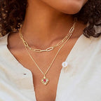 Dremmy Studios Dainty Gold Choker Necklace for Women 14K Gold Plated Coin Disc Figaro Layered Beaded Flat Mariner Sideways Cross Wishbone Link Clavicle Necklaces - style: 5.0mm Paperclip Chain