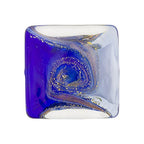Cobalt and Blue with Aventurina and 24kt Gold Foil Mare Square 20mm Murano Glass Bead Handmade Lampwork